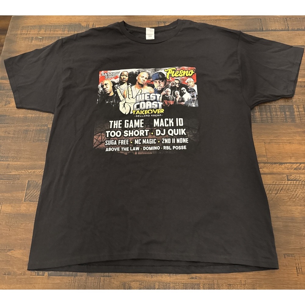 West Coast Takeover Tour 2024 Black Mens Sz XXL 2XL The Game Mack 10 Too Short